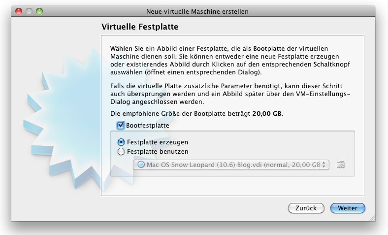 VirtualBox - Neue virtuelle Festplatte