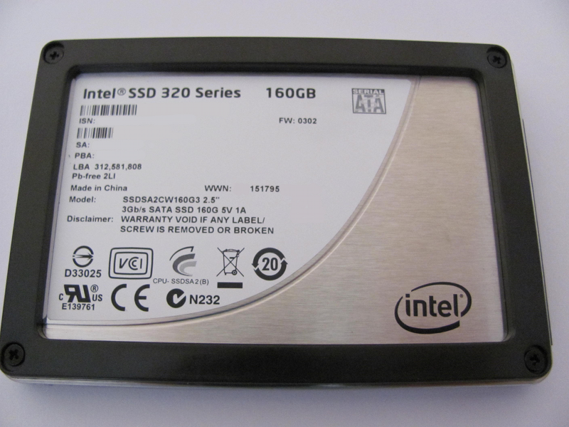 Intel SSD 320 160GB Vorderseite