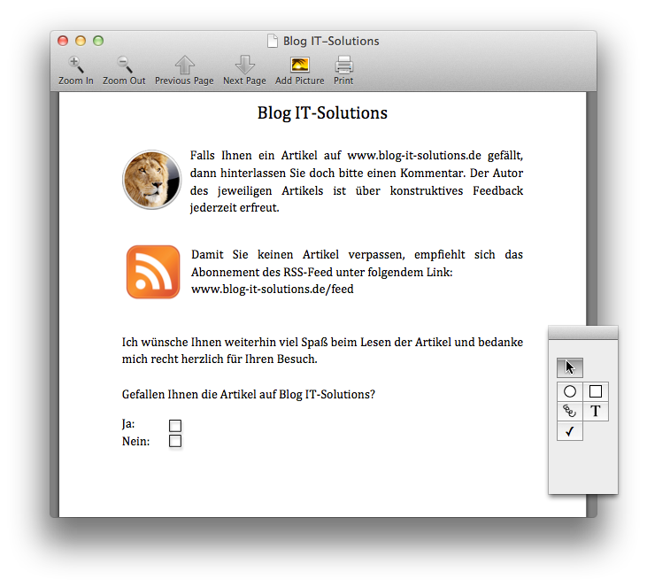 Mac OS - PDF Dateien bearbeiten - Tiny PDF Editor