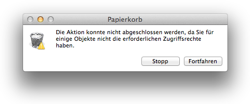 Mac OS - Problem beim entleeren des Papierkorbs