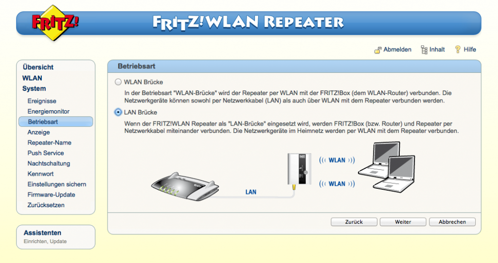 Fritz!WLAN Repeater als Access Point