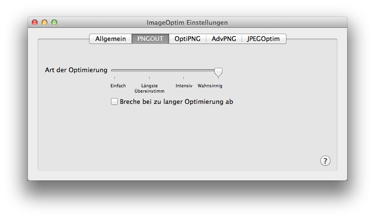 Mac OS - Bilder für das Web optimieren - ImageOptim Einstellung