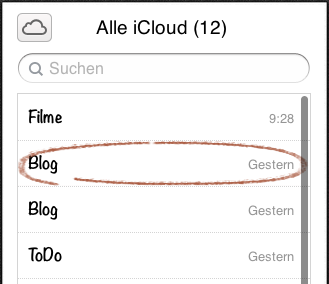 iCloud - iPhone Notizen doppelt - Beispiel