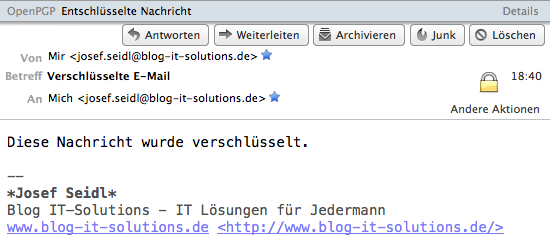 Mac OS - E-Mail Verschlüsselung in Thunderbird - Verschlüsselung