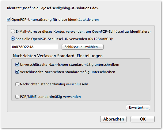 Mac OS - E-Mail Verschlüsselung in Thunderbird - Enigmail Konfiguration