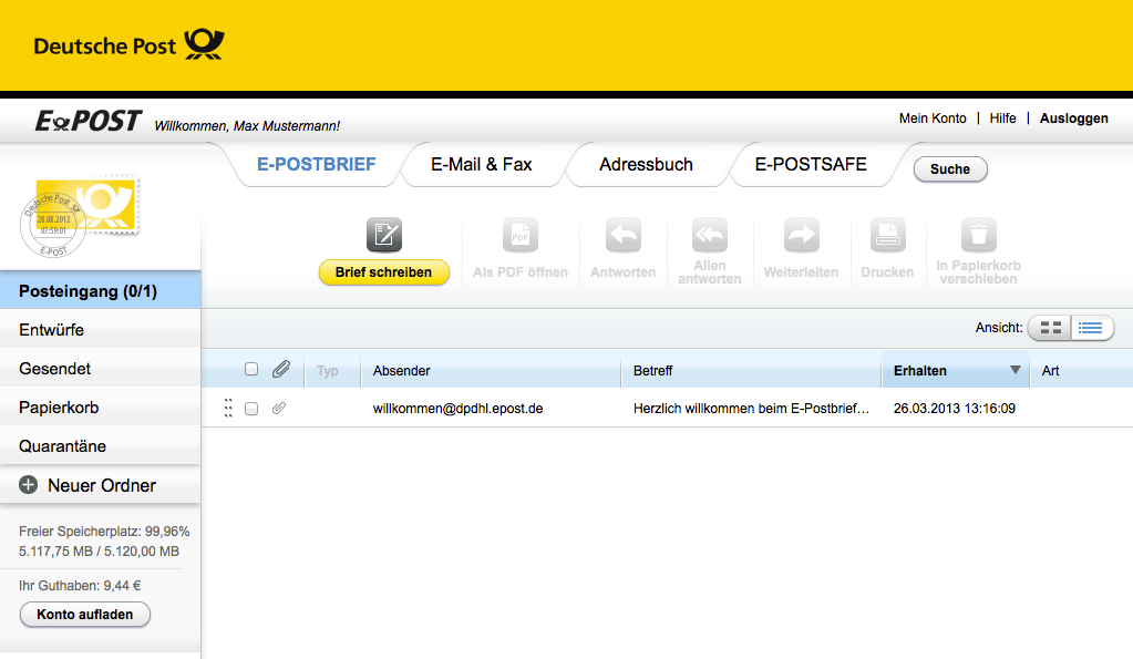 Der E-Postbrief im Detail - Portal