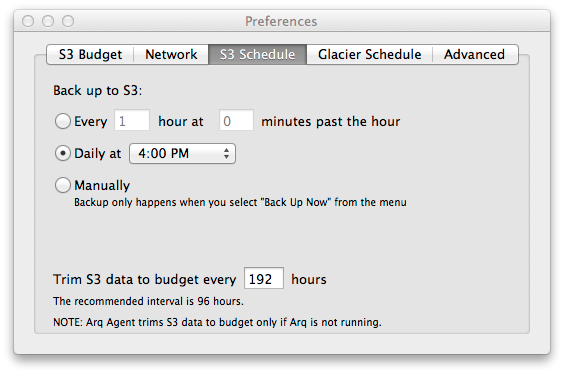 Mac OS – Datensicherung mit Arq - S3 Schedule