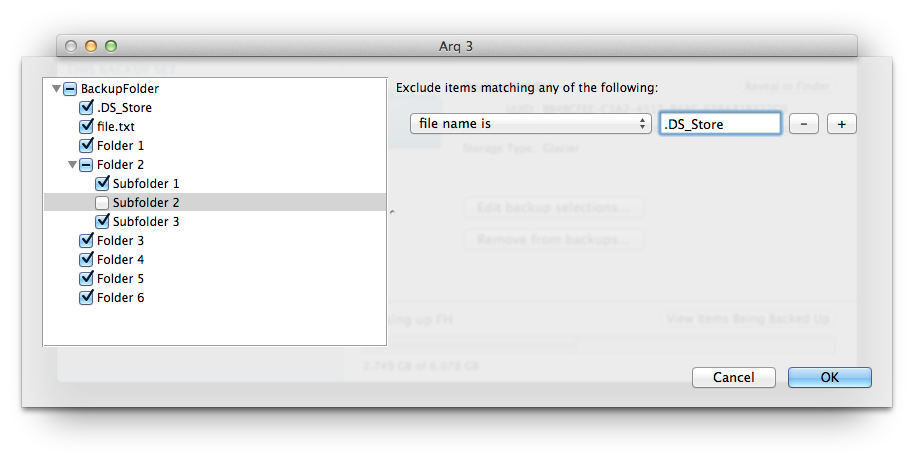 Mac OS – Datensicherung mit Amazon S3 - Arq Backup-Auswahl