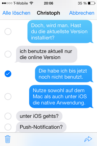 iPhone - SMS löschen unter iOS 7 - Nachrichten auswählen