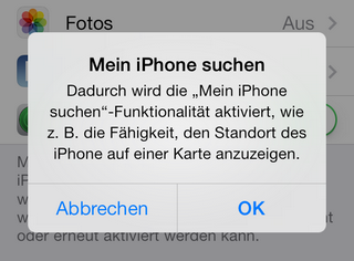 iOS 7 - Mein iPhone suchen (online) - Aktivierung