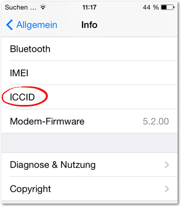 ICCID iPhone - Mobilfunk Kartennummer auslesen - iOS Einstellungen