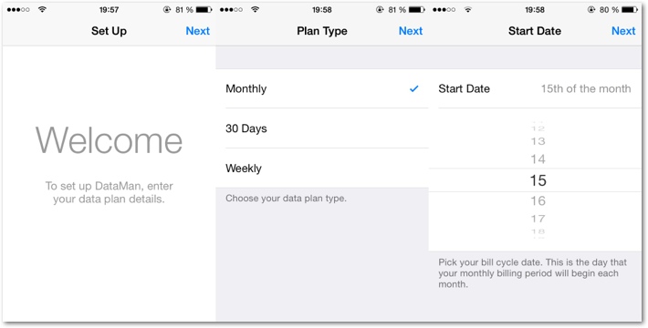 iPhone - App Datenvolumen - DataMan Starteinstellungen