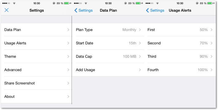 iPhone - App Datenvolumen - DataMan Einstellungen