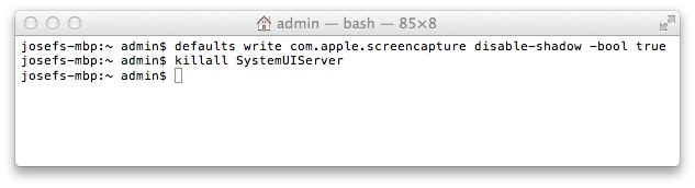Bildschirmfoto unter Mac OS - Schatten deaktivieren