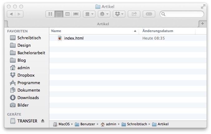 Mac OS - Finder Seitenleiste einblenden - Symbolleiste