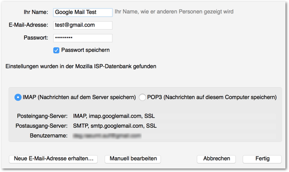 Gmail in Thunderbird mit IMAP einrichten - Einrichten des Gmail-Kontos