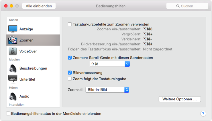 Mac Bildschirm vergrößern mit der Lupe - Zoomen