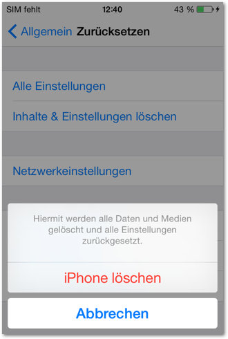 iPhone Daten sicher löschen - Bestätigung
