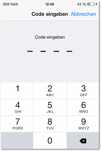 iPhone Daten sicher löschen - Code-Sperre