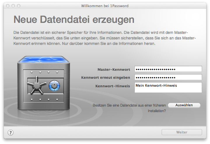 Mac OS - Passwort Manager - Datendatei erzeugen